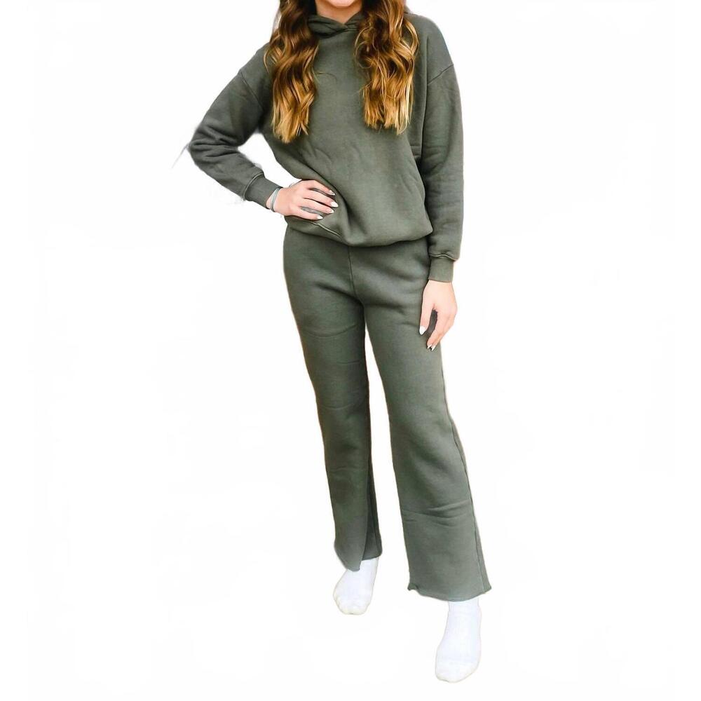 NEW KAVEAH fleece oversized hoodie in thyme/light olive
